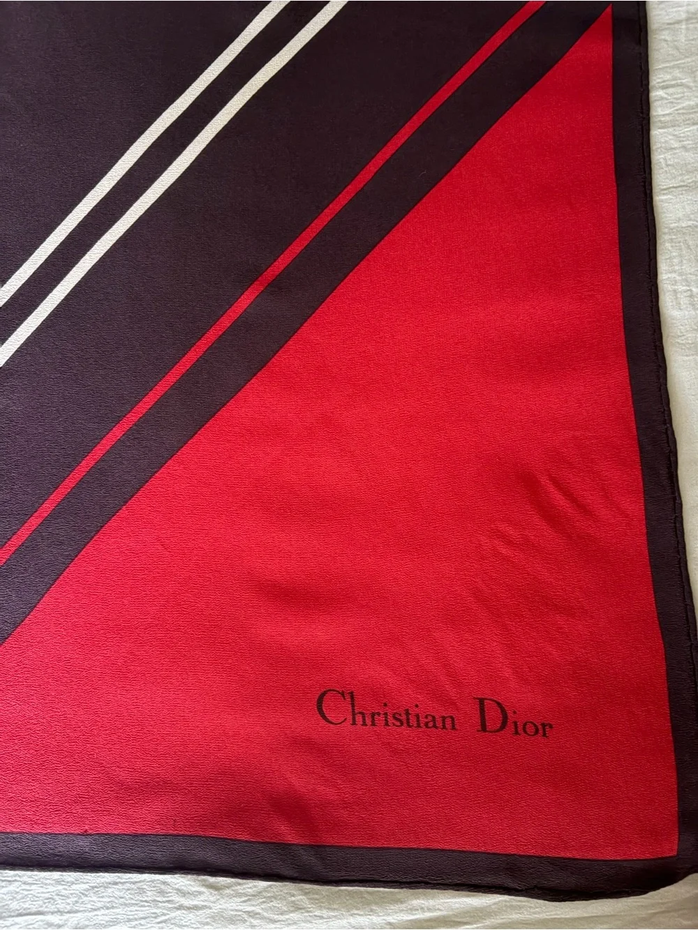 Dior Vintage Red Black Cream Geometric Silk Scarf ✨NEGOTIABLE✨